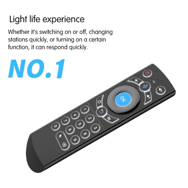 G21 2.4GHz Fly Air Mouse LED Backlight Wireless Keyboard Remote Control with Gyroscope for Android TV Box / PC, Support Intelligent Voice