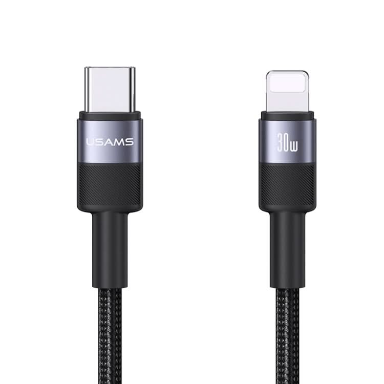 USAMS SJ729 30W USB-C/Type-C to 8 Pin Aluminum Alloy Data Cable, Length: 1.2m