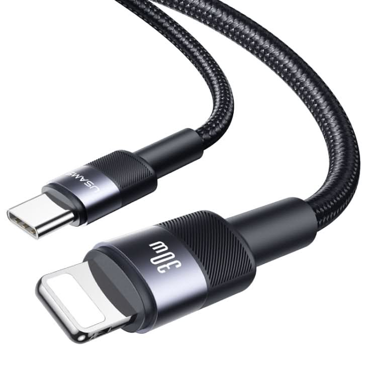 USAMS SJ729 30W USB-C/Type-C to 8 Pin Aluminum Alloy Data Cable, Length: 1.2m