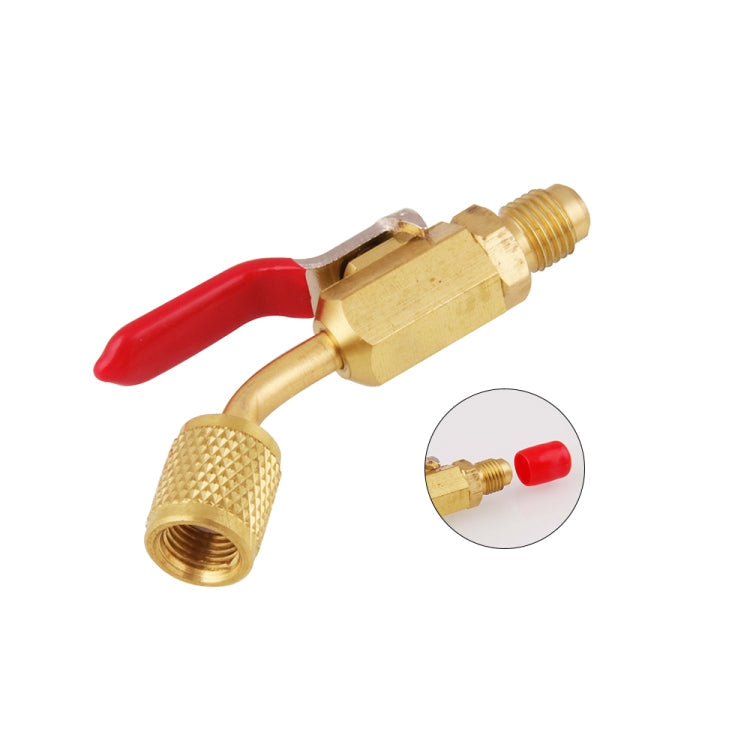 6 in 1 Car Air Conditioning Refrigerant Angled Compact Ball Valve for HVAC / AC Air Conditioning Maintenance