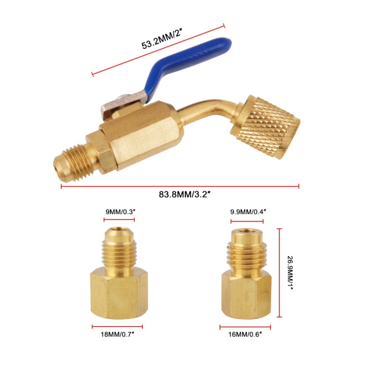 6 in 1 Car Air Conditioning Refrigerant Angled Compact Ball Valve for HVAC / AC Air Conditioning Maintenance ÎҵÄÉ̵ê