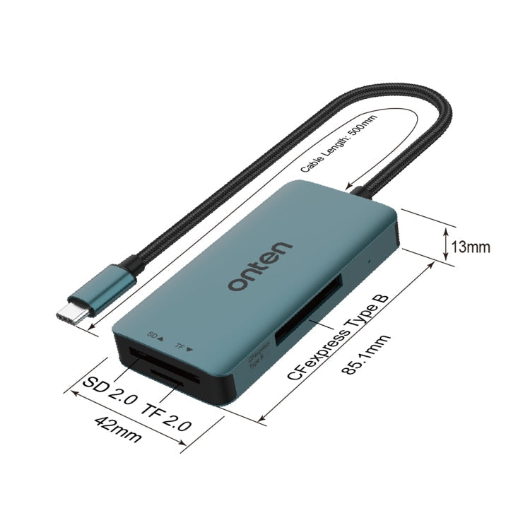 Onten C11 3 in 1 USB-C / Type-C to CFepress Type-B & SD & TF Card Reader