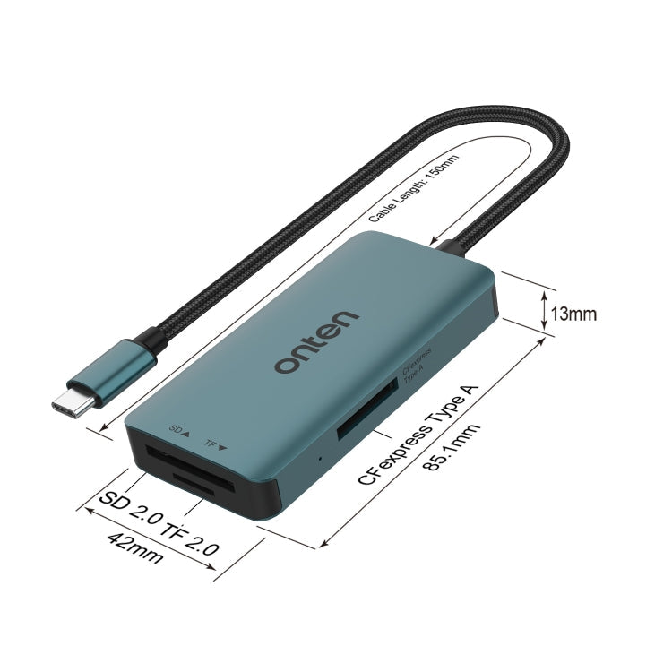 Onten C12 3 in 1 USB-C / Type-C to CFepress Type-A & SD & TF Card Reader