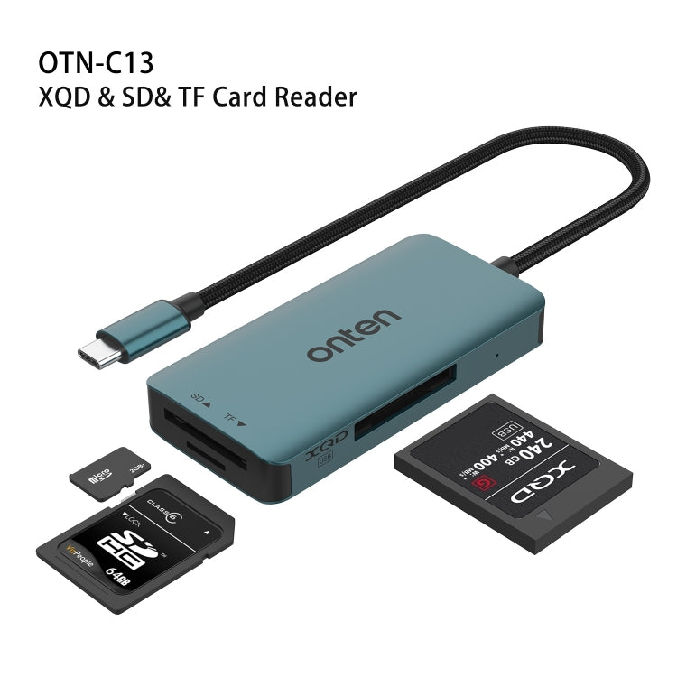 Onten C13 3 in 1 USB-C / Type-C to XQD & SD & TF Card Reader