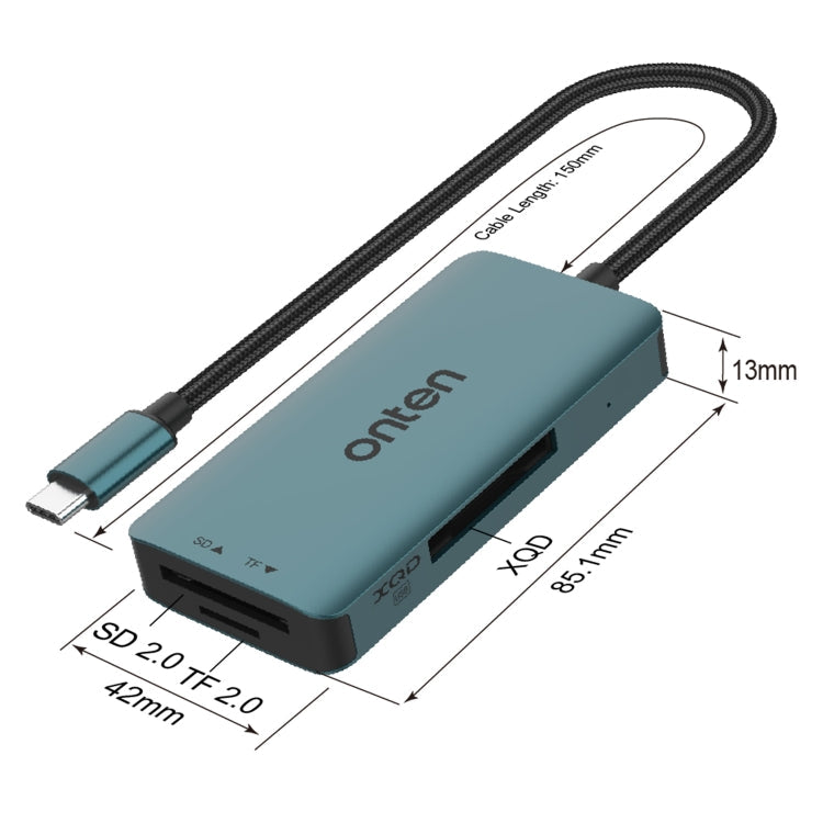 Onten C13 3 in 1 USB-C / Type-C to XQD & SD & TF Card Reader