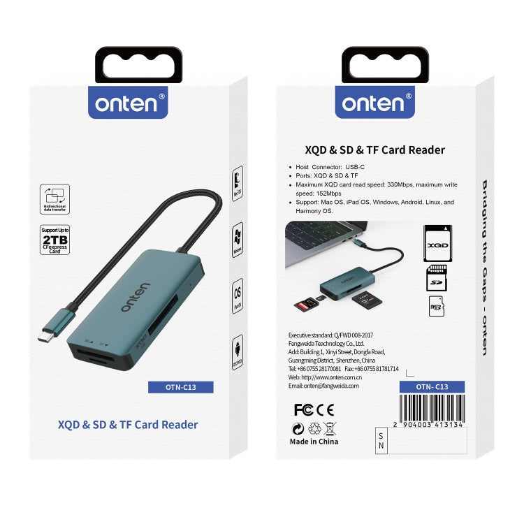 Onten C13 3 in 1 USB-C / Type-C to XQD & SD & TF Card Reader My Store