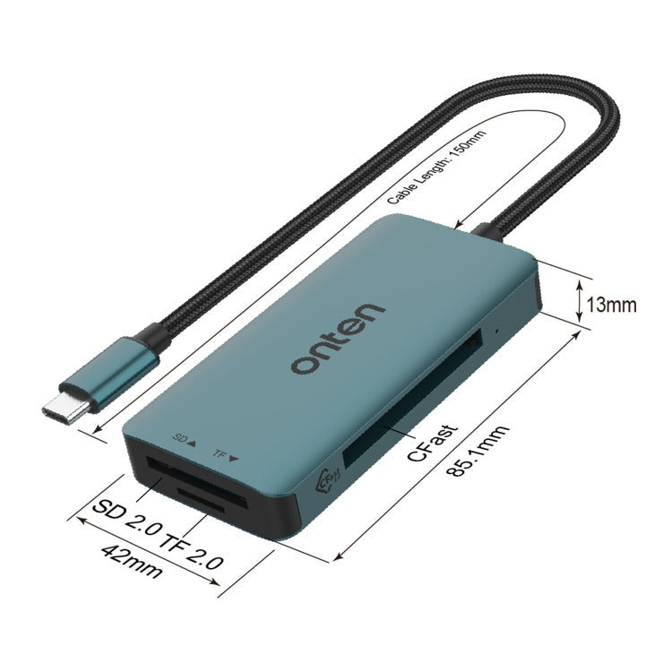 Onten C15 3 in 1 USB-C / Type-C to CFast 2.0 & SD & TF Card Reader My Store