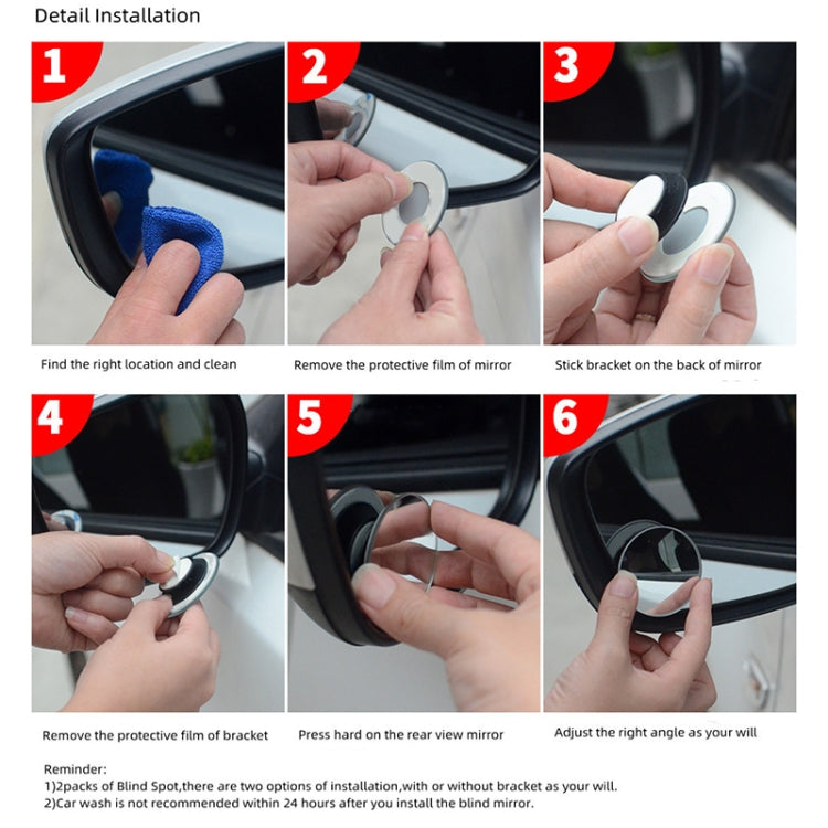 3R 3R-050 Car Rear View Mirror Auxiliary Mirror Car Adjustable Round Blind Spot Mirror-Reluova