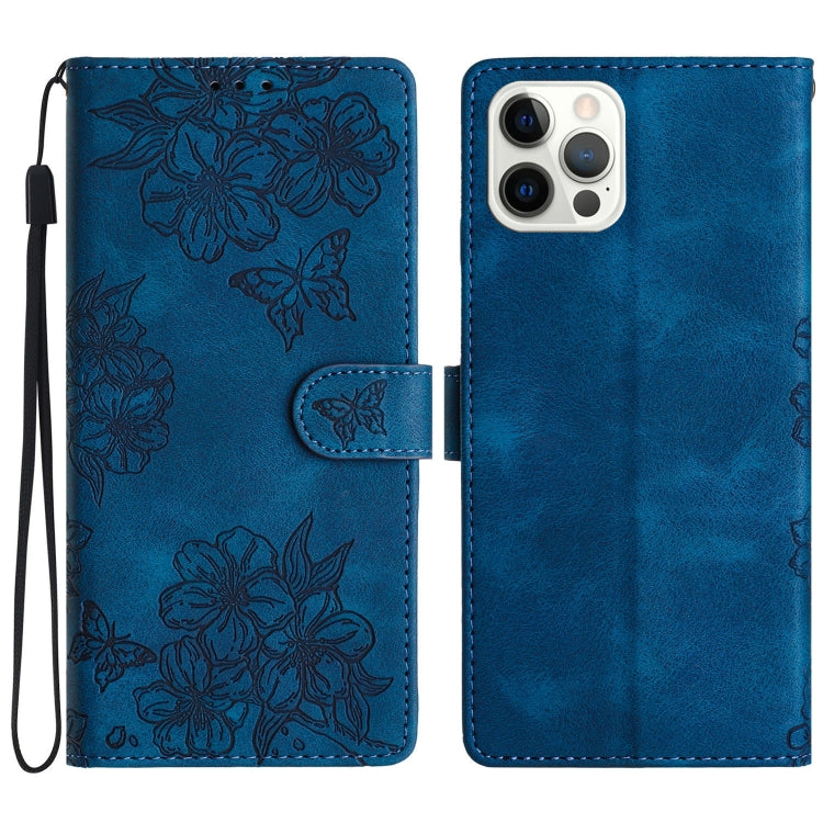 Cherry Blossom Butterfly Skin Feel Embossed PU Phone Case, Series 3