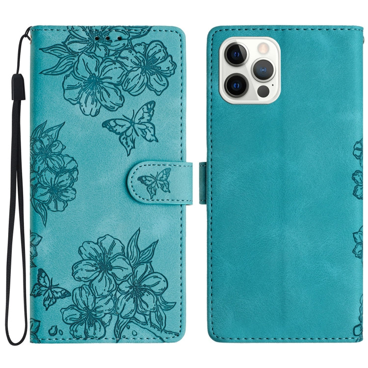 Cherry Blossom Butterfly Skin Feel Embossed PU Phone Case, Series 3