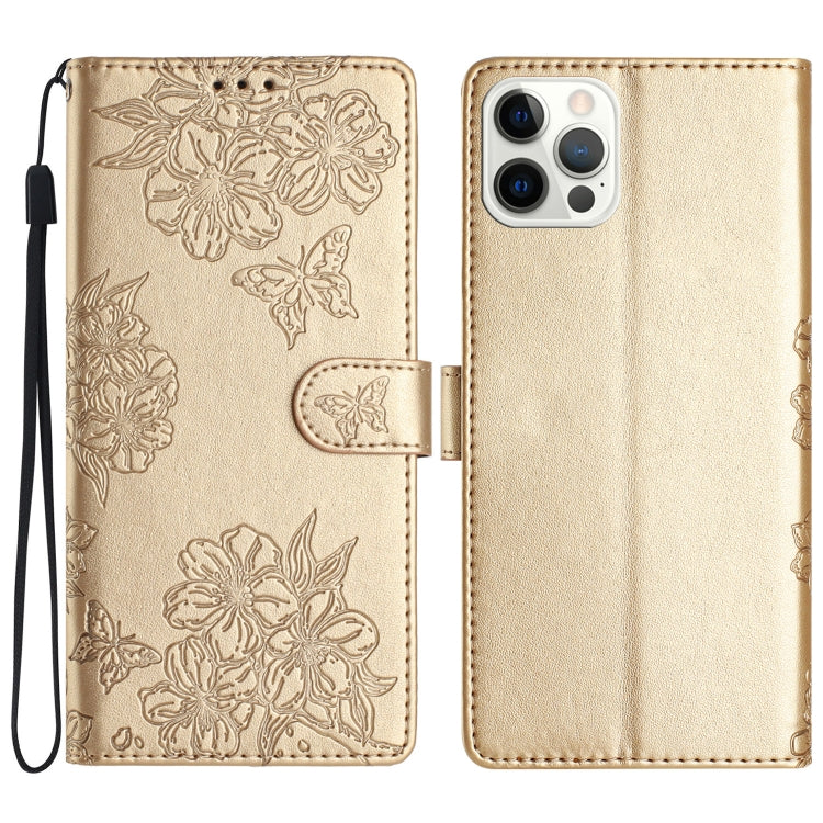 Cherry Blossom Butterfly Skin Feel Embossed PU Phone Case, Series 3