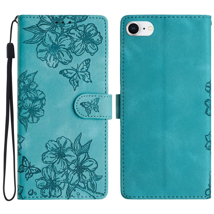 Cherry Blossom Butterfly Skin Feel Embossed PU Phone Case, Series 6