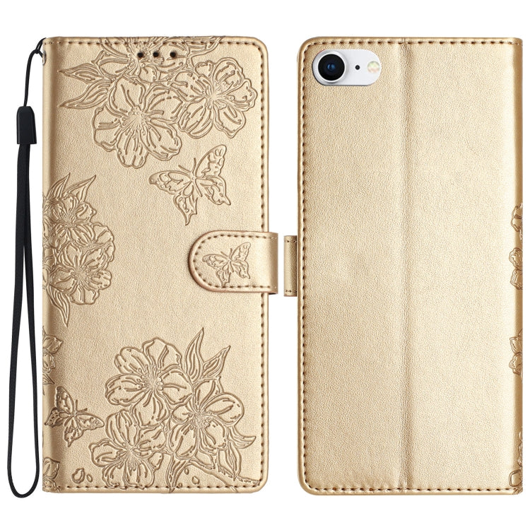 Cherry Blossom Butterfly Skin Feel Embossed PU Phone Case, Series 6