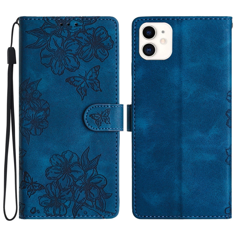 Cherry Blossom Butterfly Skin Feel Embossed PU Phone Case, Series 9