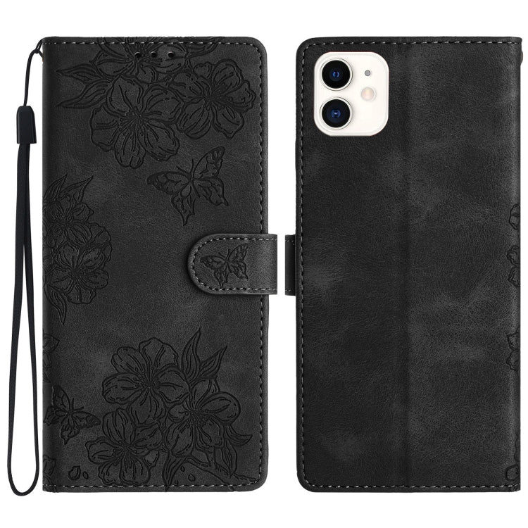 Cherry Blossom Butterfly Skin Feel Embossed PU Phone Case, Series 9