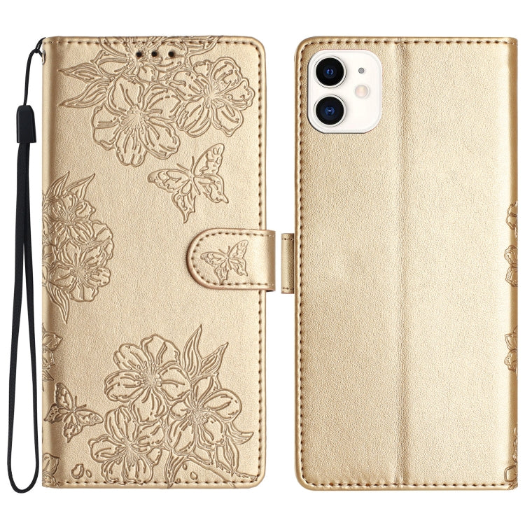 Cherry Blossom Butterfly Skin Feel Embossed PU Phone Case, Series 9