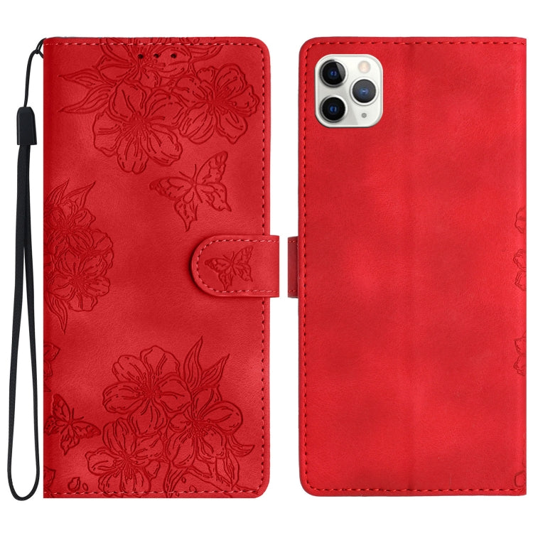 Cherry Blossom Butterfly Skin Feel Embossed PU Phone Case, Series 3