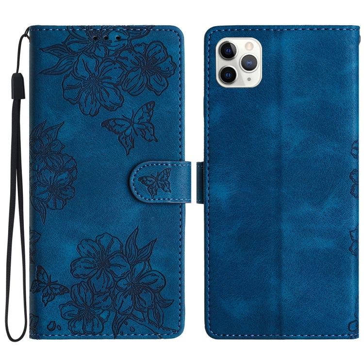 Cherry Blossom Butterfly Skin Feel Embossed PU Phone Case, Series 3