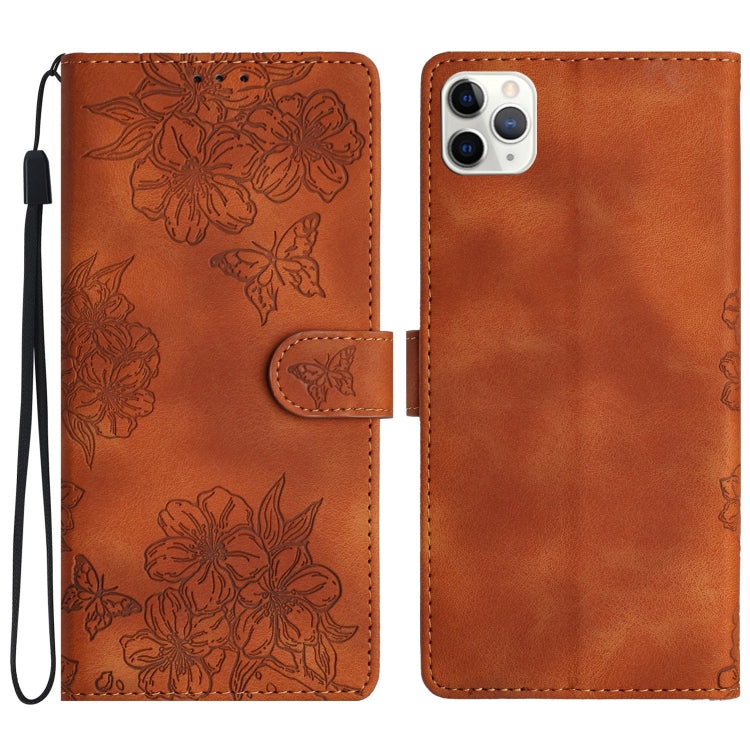 Cherry Blossom Butterfly Skin Feel Embossed PU Phone Case, Series 3