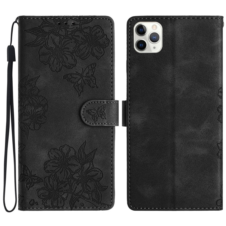 Cherry Blossom Butterfly Skin Feel Embossed PU Phone Case, Series 3