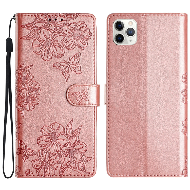 Cherry Blossom Butterfly Skin Feel Embossed PU Phone Case, Series 3