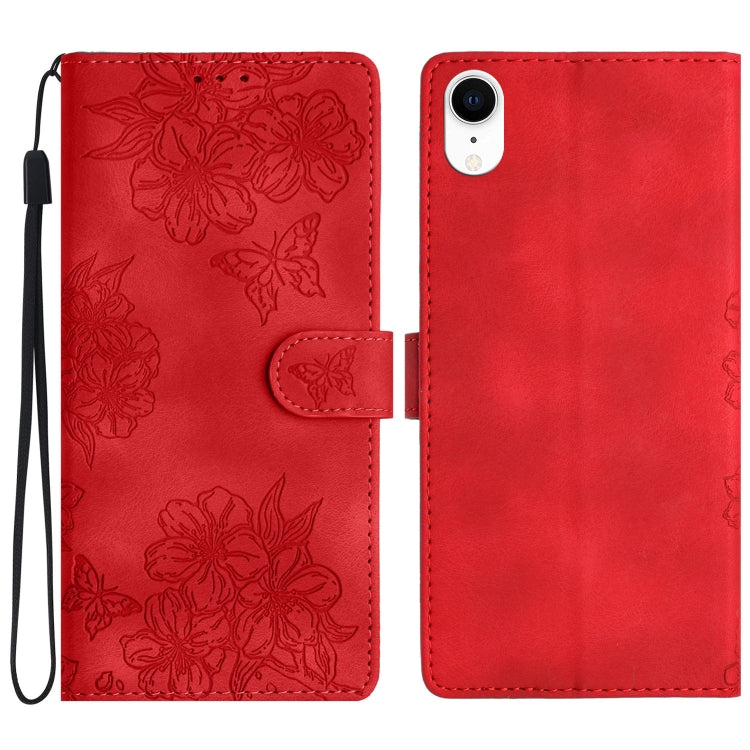 Cherry Blossom Butterfly Skin Feel Embossed PU Phone Case, Series 5