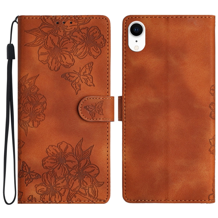 Cherry Blossom Butterfly Skin Feel Embossed PU Phone Case, Series 5