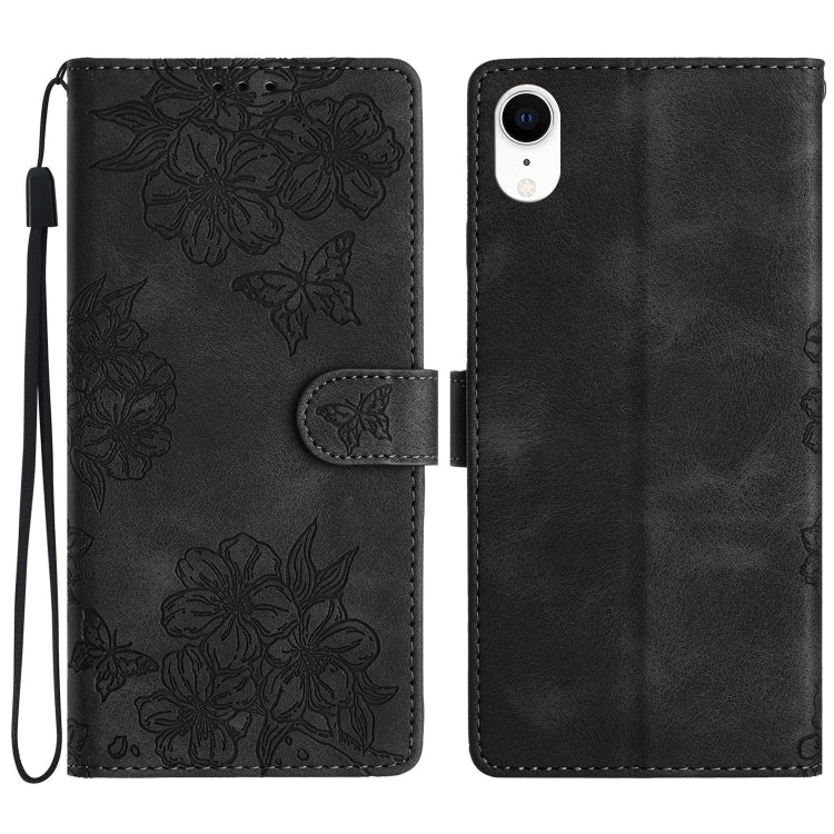 Cherry Blossom Butterfly Skin Feel Embossed PU Phone Case, Series 5