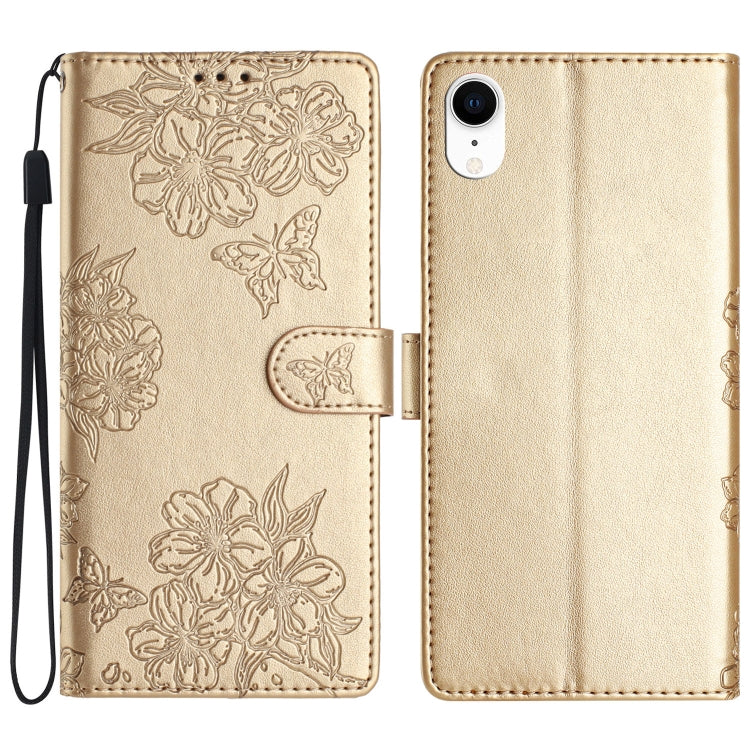 Cherry Blossom Butterfly Skin Feel Embossed PU Phone Case, Series 5