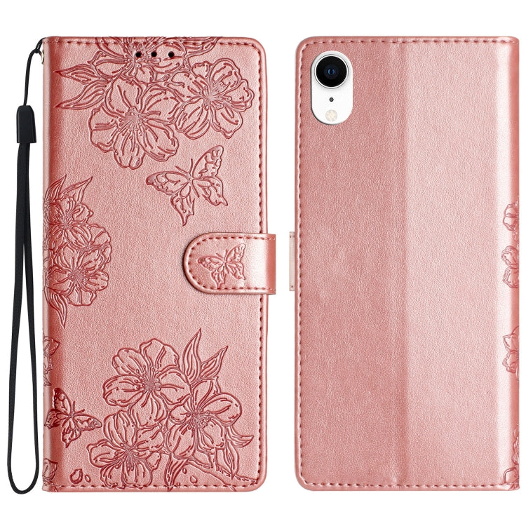 Cherry Blossom Butterfly Skin Feel Embossed PU Phone Case, Series 5