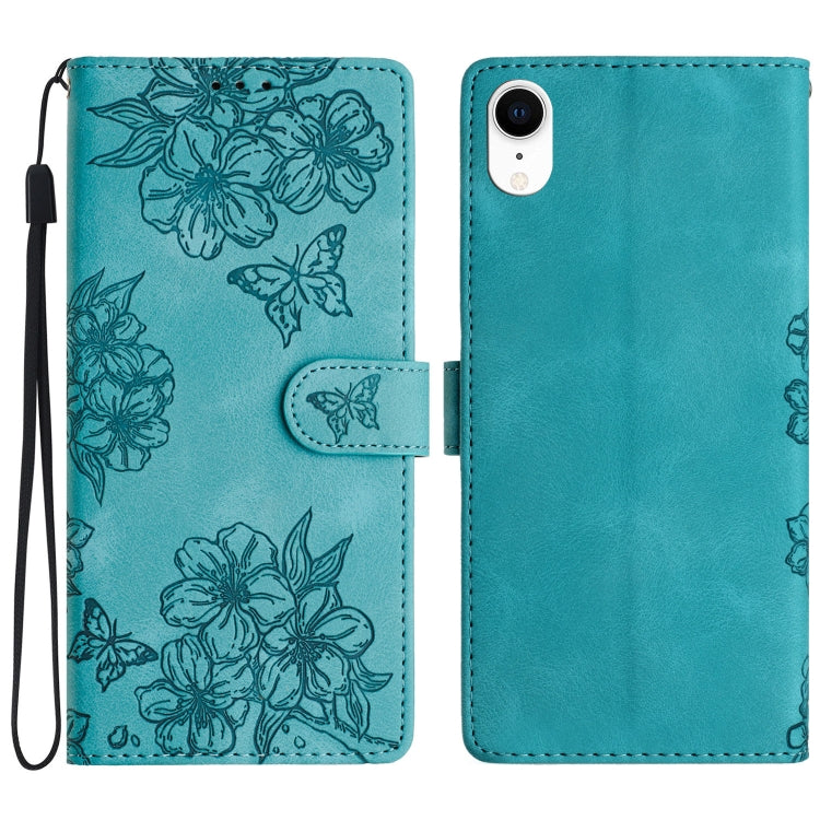 Cherry Blossom Butterfly Skin Feel Embossed PU Phone Case, Series 1