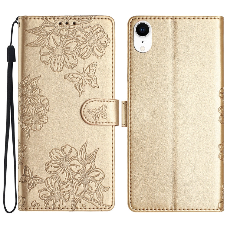 Cherry Blossom Butterfly Skin Feel Embossed PU Phone Case, Series 1