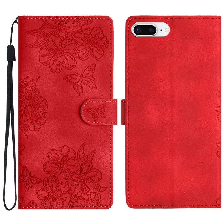 Cherry Blossom Butterfly Skin Feel Embossed PU Phone Case, Series 2