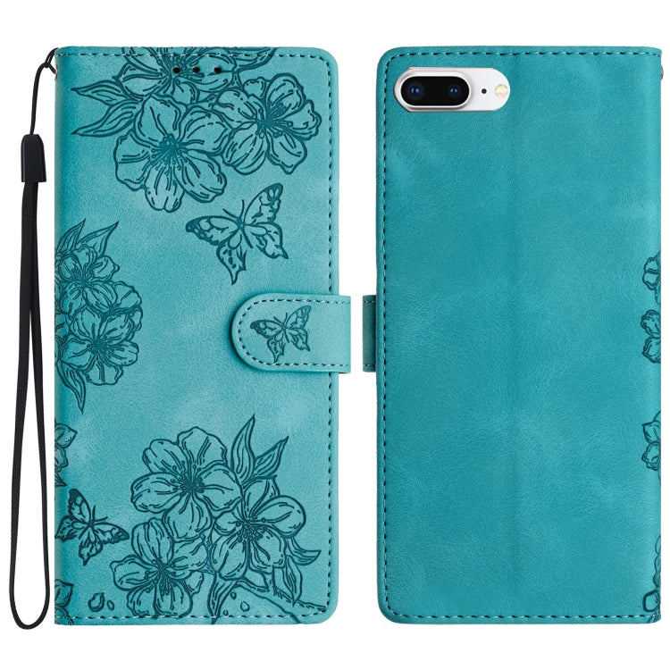 Cherry Blossom Butterfly Skin Feel Embossed PU Phone Case, Series 2