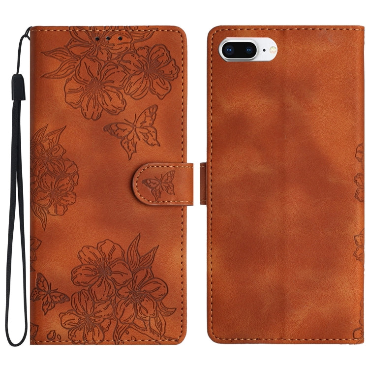 Cherry Blossom Butterfly Skin Feel Embossed PU Phone Case, Series 2