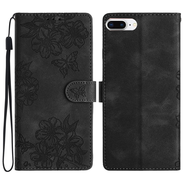 Cherry Blossom Butterfly Skin Feel Embossed PU Phone Case, Series 2