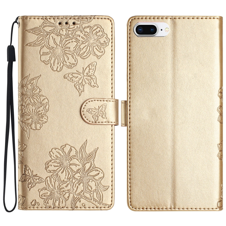 Cherry Blossom Butterfly Skin Feel Embossed PU Phone Case, Series 2