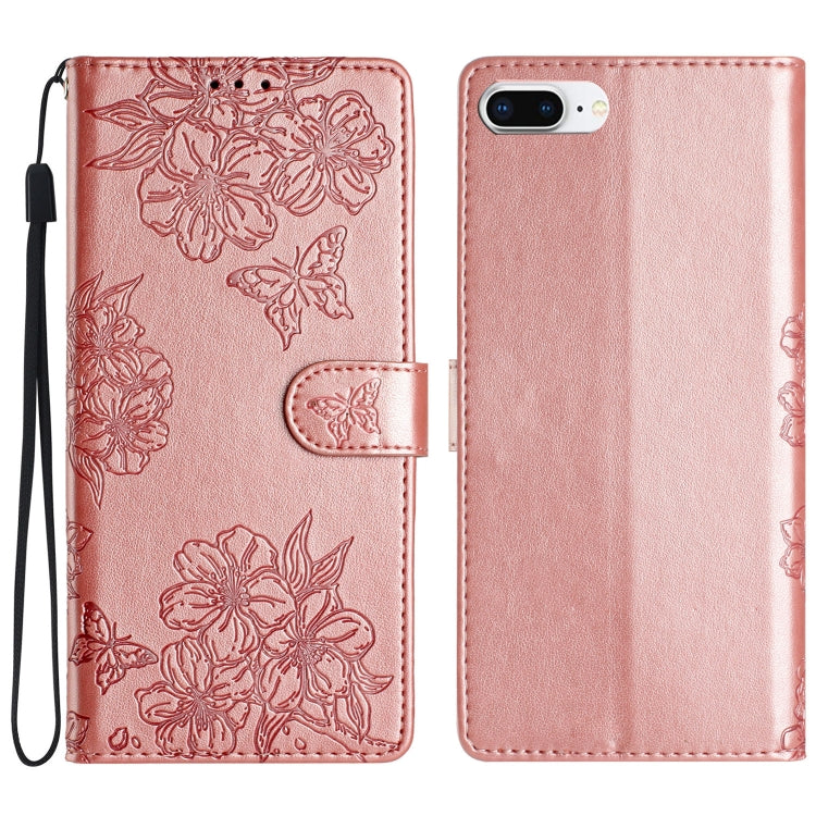 Cherry Blossom Butterfly Skin Feel Embossed PU Phone Case, Series 2