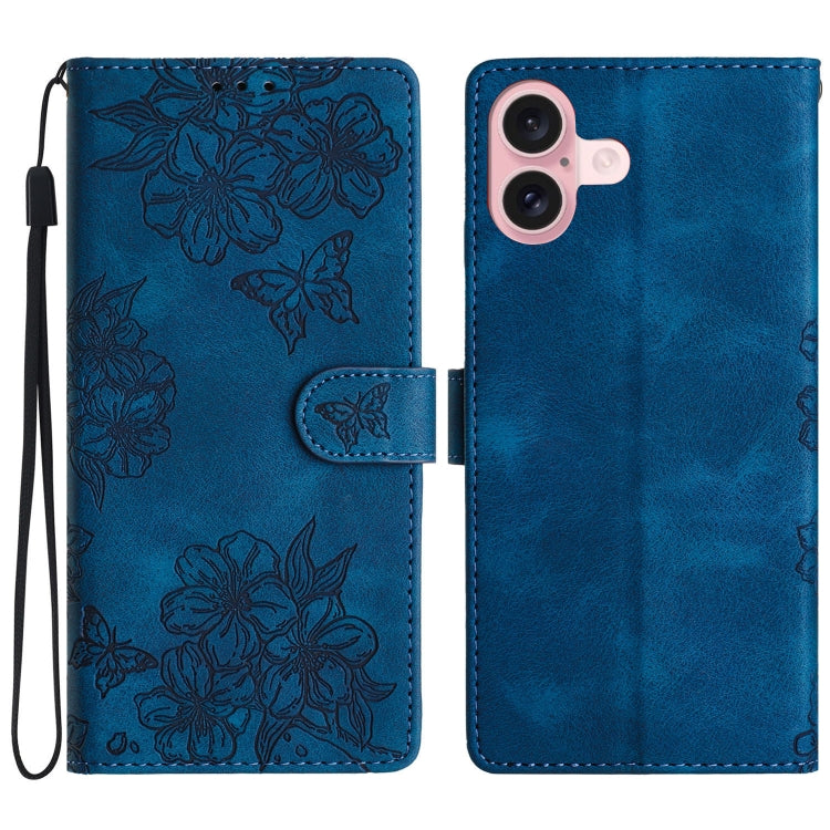 Cherry Blossom Butterfly Skin Feel Embossed PU Phone Case, Series 6