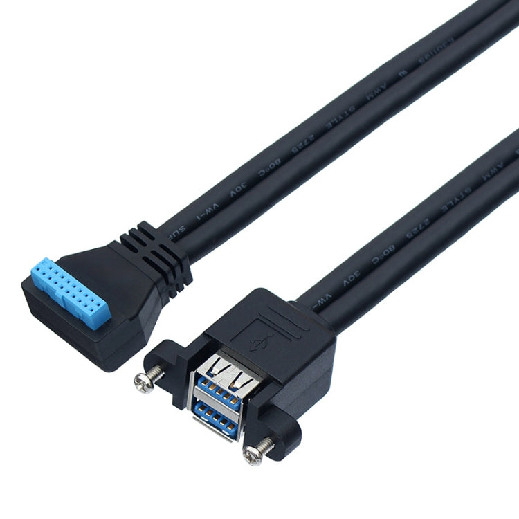 Double USB 3.0 with Fixed Screw Hole to 20 Pin Elbow Extension Cable My Store