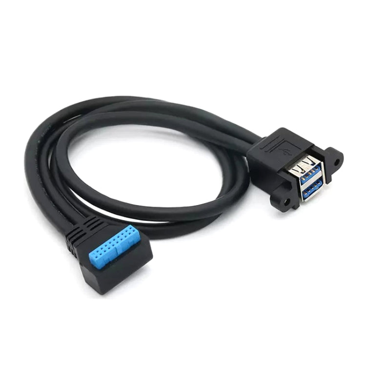 Double USB 3.0 with Fixed Screw Hole to 20 Pin Elbow Extension Cable My Store