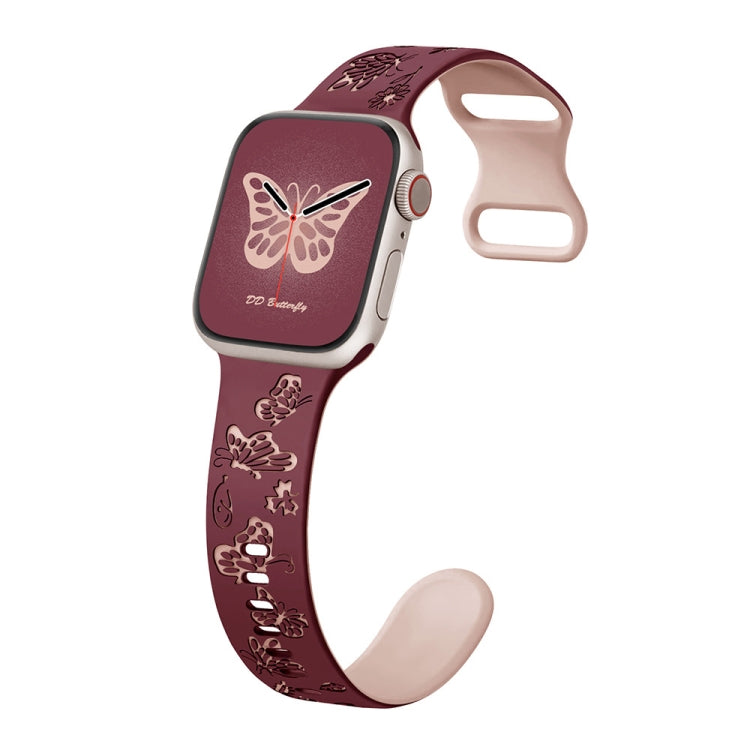 Colorful Butterfly Pattern 8-shaped Buckle Silicone Watch Band, Series 4