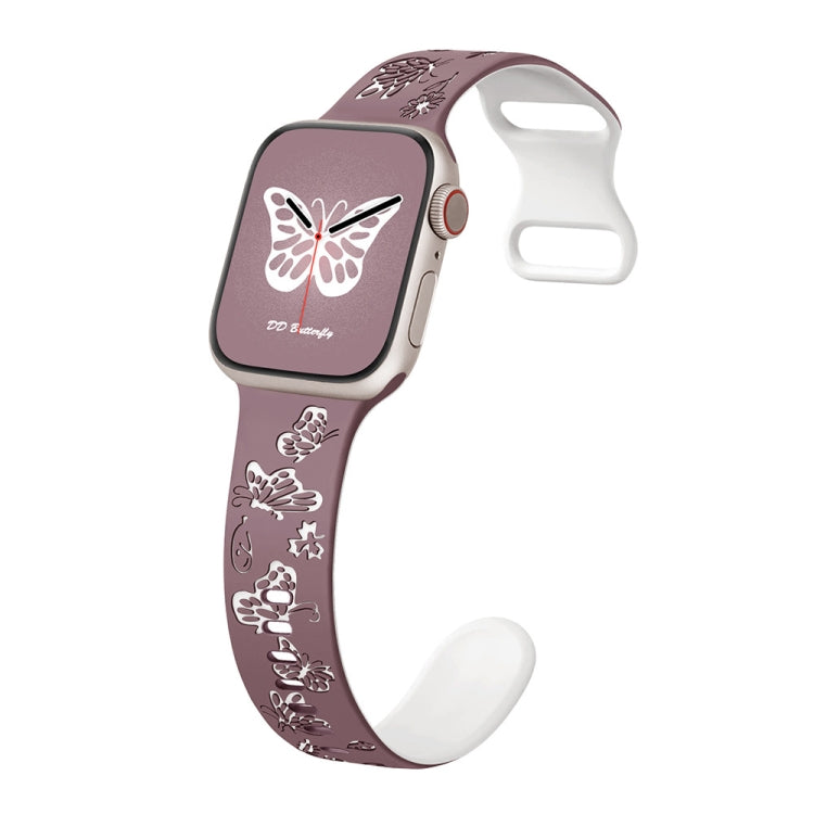 Colorful Butterfly Pattern 8-shaped Buckle Silicone Watch Band, Series 4