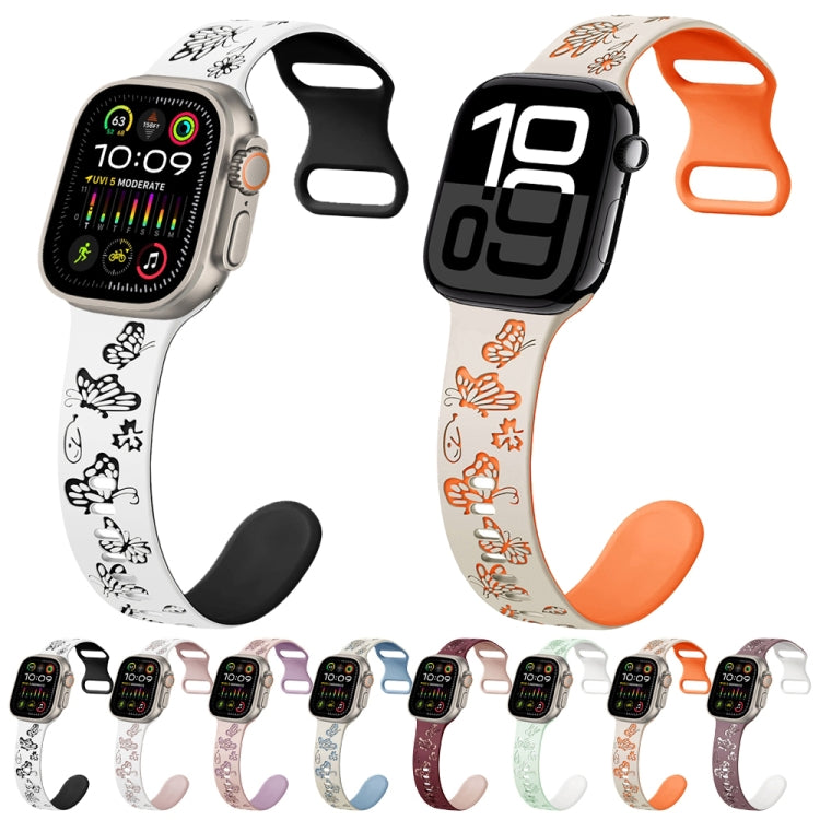 Colorful Butterfly Pattern 8-shaped Buckle Silicone Watch Band, Series 4