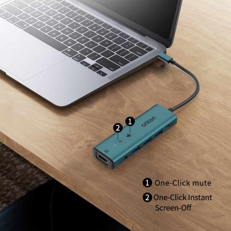 Onten UC123+ USB-C / Type-C to HDTV Multi-function HUB Docking Station with Button