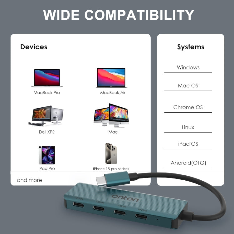 Onten UC620 10Gbps USB-C / Type-C to USB 3.2 Gen2 4 in 1 Multi-function HUB Docking Station My Store