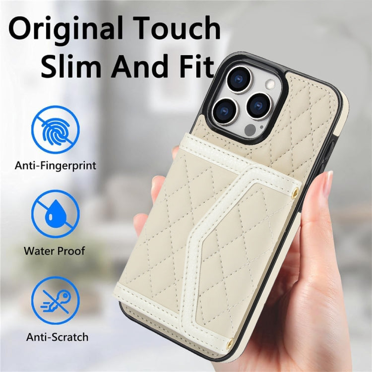 Splicing Rhombic Texture Card Bag Phone Case with Long Lanyard, Series 3