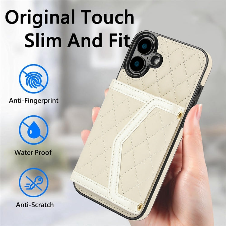 Splicing Rhombic Texture Card Bag Phone Case with Long Lanyard, Series 2