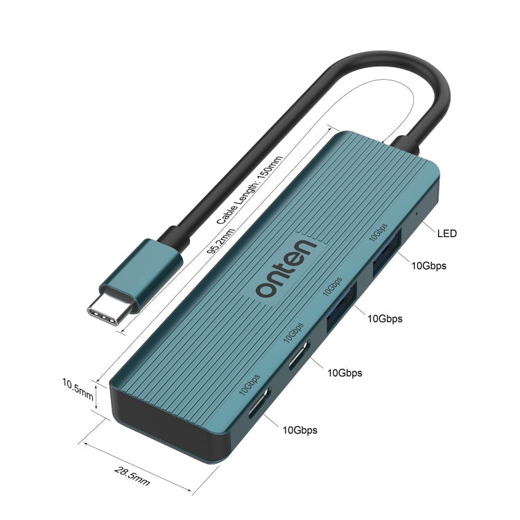 Onten UC622 10Gbps USB-C / Type-C to 2 x USB + 2 x USB-C / Type-C 4 in 1 HUB Docking Station My Store