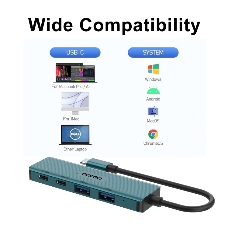 Onten UC622 10Gbps USB-C / Type-C to 2 x USB + 2 x USB-C / Type-C 4 in 1 HUB Docking Station My Store